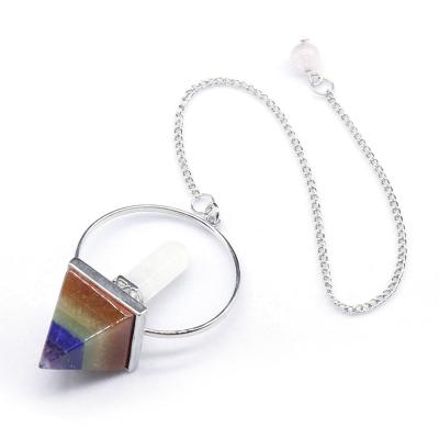 China Hot Sale Gem Stone Pyramid Crystal Pendulums Healing Dowsing Gem Meditation Pendulum Chakra Reiki Pendant for Necklace (AB1937) for sale