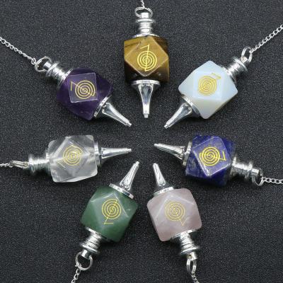 China New Hot Sale Gemstone Multi Crystal Pendulums Healing Dowsing Chakra Reiki Pendant For Necklace (AB1936) for sale