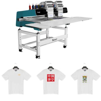 China Cap/T-shirt/Flat/3D/Towel/Leather/Jacket Embroidery Computer Embroidery Machine 2 Head Computerized Embroidery Working Sewing Machine For Shop for sale