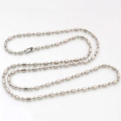 China 5pcs 2.4mm DIY Rhodium Plated Festival Bamboo Ball Beads Necklace Bead Connector Chain Length 65cm (25.5 inch) for sale