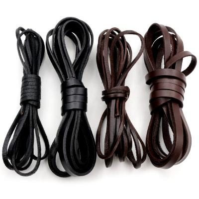 China DIY Genuine Cow Leather Flat Strand 2m/pack 2-8mm Lanyard To Bracelet Tie Up DIY Bracelet Findings Rope String For Jewelry Making Accessories for sale