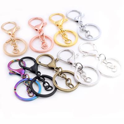 China Cassic Key Chain Lobster Clasp 5pcs/lot 30mm Keychain 70mm Length 8-Colors Plated Lobster Clasp Key Hook Chain Jewelry Heading Key Chain for sale