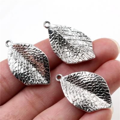 China DIY Necklace Bracelet Jewelry Making 6pcs/lot 33x20mm Antique Silver Plated Leaf Charms Handmade Pendant Style: DIY For Bracelet Necklace for sale