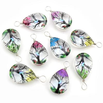 China DIY Necklace Bracelet Jewelry Making 5pcs/lot 18x33mm Hot Sale Jewelry Crystal Glass Real Dried Flower Big Drop Necklace Pendant; necklaces for women for sale