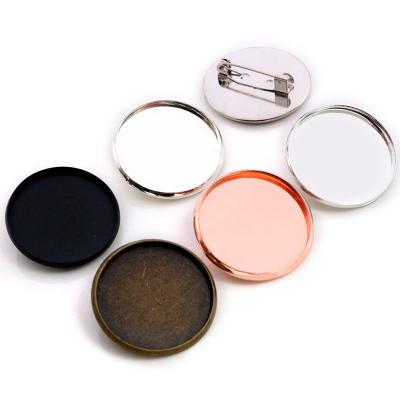 China Cabochon Base Setting For Brooch Pins 25mm Inner Size Multi-colors Plated Copper Material Cameo Settings Cabochon Blank Brooch Base Trays for sale