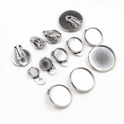 China DIY Earrings Jewelry Making Findings 6/8/10/12/14/16/18/20mm Stainless Steel DIY Earring Cut Base Cameo Bezels Jewelry Supplies Accessories Tray For Ear for sale