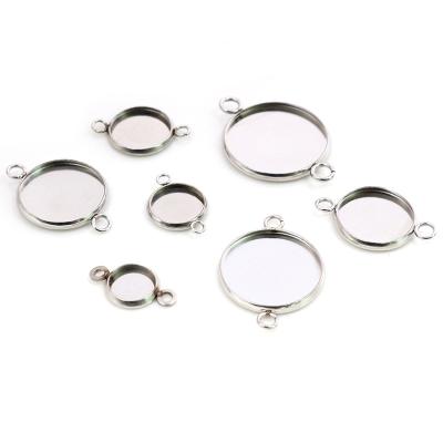 China Cabochon Base Setting Pendant 8/10/12/14/16/18/20mm Inner Size Stainless Steel Style Cabochon Material Simple Base Cameo Setting Charms Pendant Tray for sale