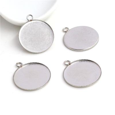 China Cabochon Base Setting Material Simple Base Cameo Setting Charms Pendant Tray Inner Pendant Size Stainless Steel Style Cabochon 18mm 20mm 25mm for sale