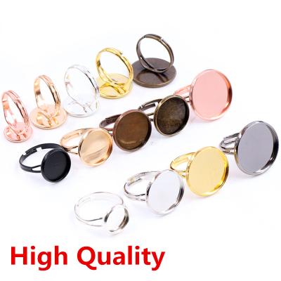 China Metal Ring Settings Adjustable Blank /Copper Base DIY Ring Making Blank Base Sertting 10pcs/lot 8/10/12/14/16/18/20mm, Fit 8-20mm Glass Cabochons, Buttons for sale