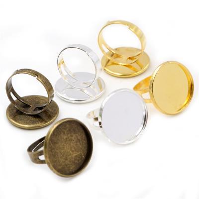 China DIY Ring Making Blank Base Sertting 10pcs/lot 12/20mm Ring Settings Blank Brass Adjustable Base, Fit 12-20mm Round Glass Cabochon Rings Setting Trays for sale