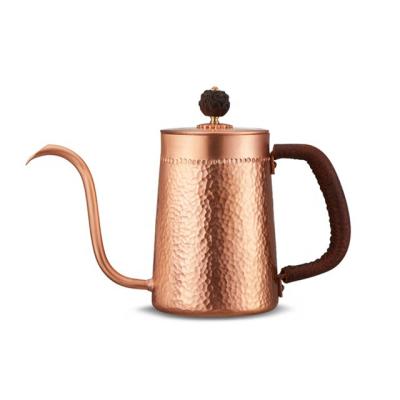 China Factory Customization Wholesale 400ml 14Oz Hand Drip Gooseneck Copper Coffee Viable Kettle for sale