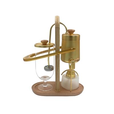 China With Scale Tray Hot Sale Siphon Coffee Maker Borosilicate Glass Gold Color Siphon Belgian Coffee Maker for sale