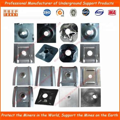 China Underground Mining Support Mining Rock Bolt MF200X200X10mm Domed Plate for sale