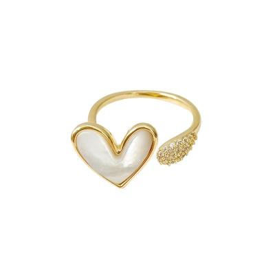 China New Design Fritillaria Heart Shape Ring Fashion Temperament Light Luxury Jewelry Ring All-match Romantic Open Zircon Ring Women Wholesale for sale