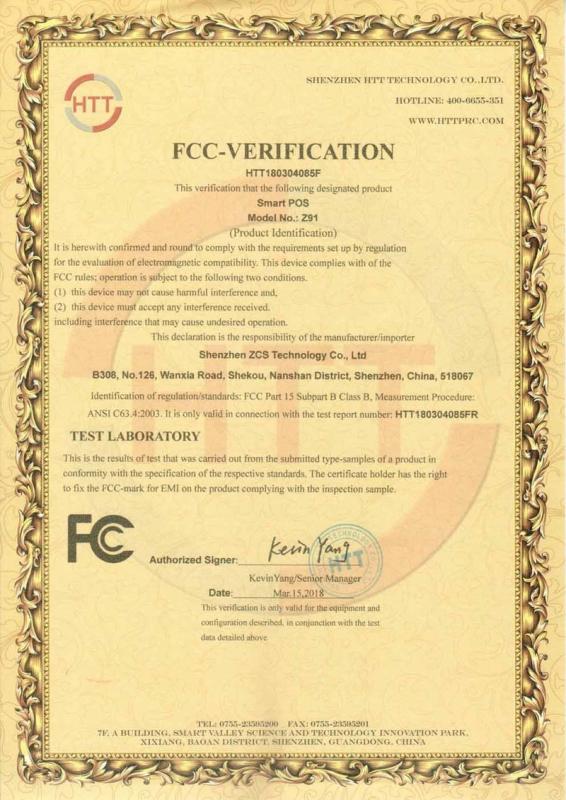 FCC - Shenzhen Zcs Technology Co., Ltd.