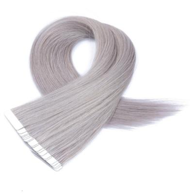 China Premium Quality Gray Russian Hair Extensions Natural Wave Cuticle Aligned Tape Remy Hair Extensions for sale