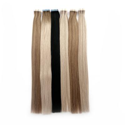 China 20inch Length Popular Silky Straight Full Cuticle Hair Russian Wave Tape Hair Extensions 100% for sale