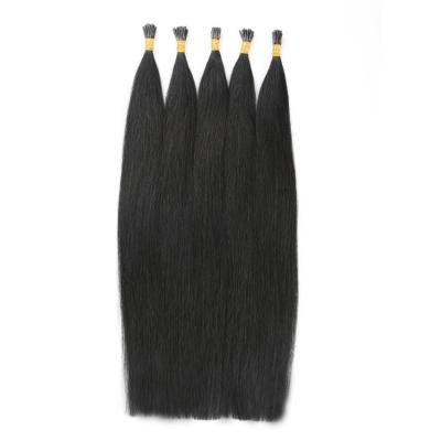 China Factory Wholesale Straight Remy Cuticle Intact 100% I Tip Raw Virgin Hair Extensions Micro Bonds Natural Black For Black Women for sale