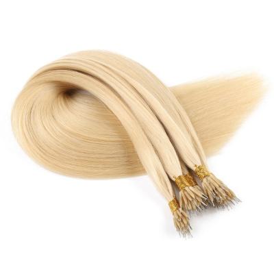 China 100% Russian Hair Extensions Loop Ring Human Hair Extensions Nano Blonde Straight for sale