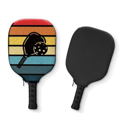 China Custom Neoprene Pickleball Paddle Cover Paddle Rack Racket Sleeve Protector Single Oval Sublimation Blank Waterproof for sale