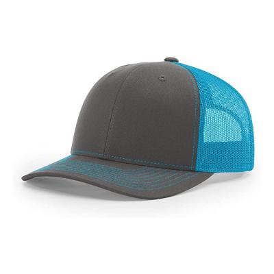 China Mesh Mold Hat 112 Snapback Hat Trucker Hat OEM ODM ODM Plain 01 Richardson Style Charcoal /neon Blue Baseball Cap COMMON Back Custom Logo for sale