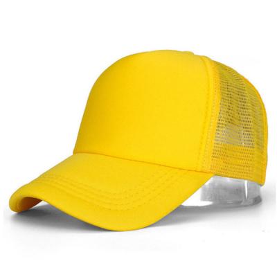 China COMMON 5 Panel Recycled Trucker Hat Printed Custom Logo Yellow Trucker Hat for sale