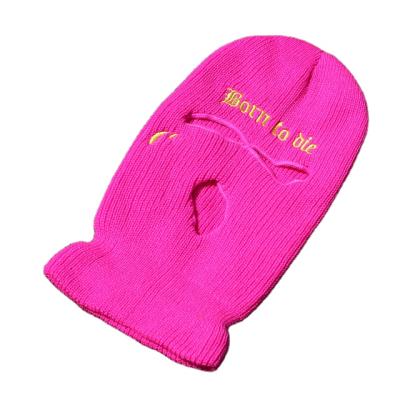 China COMMON Premium Quality Full Face 3 Hole Knit Ski Mask Balaclava With Embroidery Print Broken Heart Custom Logo for sale