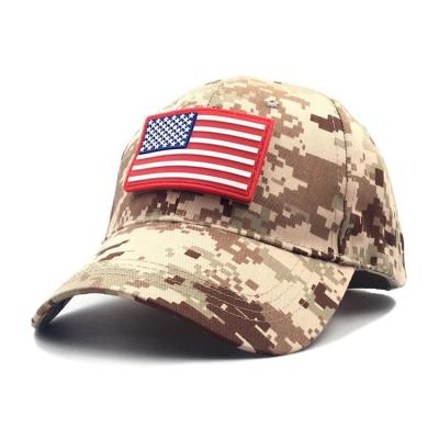 China New Design COMMON USA American Flag Baseball Cap Army Green Camouflage Baseball Cap With Flag for sale