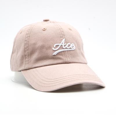 China Custom Unstructured Light Pink COMMON Logo Men Women Cotton Twill Low Profile Dad Hat, 100% Cotton Plain Strapback Vintage Baseball Cap for sale