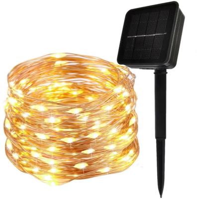 China Badroom 12m 20m 26m Copper Wire Christmas Lights Solar Light Outdoor Christmas Tree Light With Solar Panel for sale