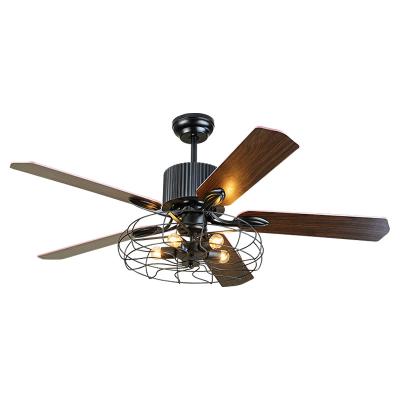 China 52 Inch ABS Wood Industrial Remote Control Modern Decorative 5 Blade Led Ceiling Fans With Led Light for sale