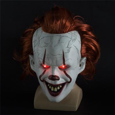 China The Clown Returns Ghost Computing Pennywise Latex Cosplay Mask Luminous Terror Halloween LED G654 for sale