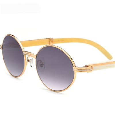 China Fashion OYE 336 Sunglasses Custom Design Logo Vintage Round Shades Lenses UV400 Polarized Buffalo Horn Sunglasses 2019 New for sale