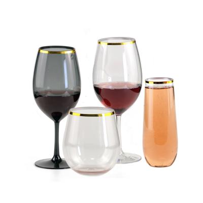 China Unbreakable Black Glass Wine Goblet Champagne Glass Plastic Red Wine Goblet Black Glass For Wedding for sale