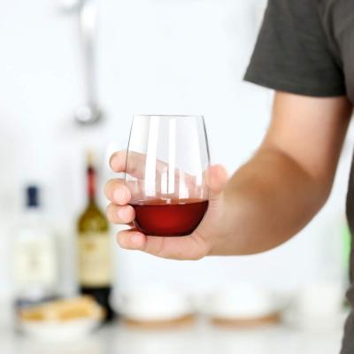 China High Quality Clear Stemless Plastic Wine Glass 465ml Red Wine Glass Customized Stemless Plastic Wine Glass for sale