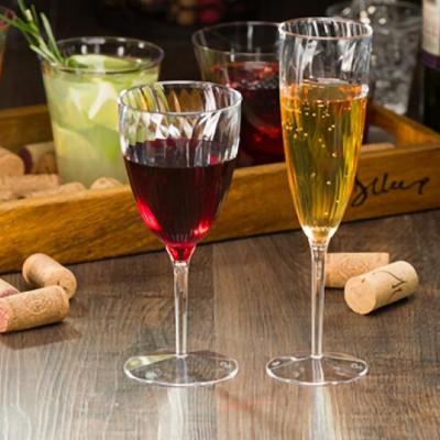 China Viable Wholesale Disposable Plastic Champagne Glasses Flutes Tulip Cocktail Champagne Wine Glass 6oz for sale