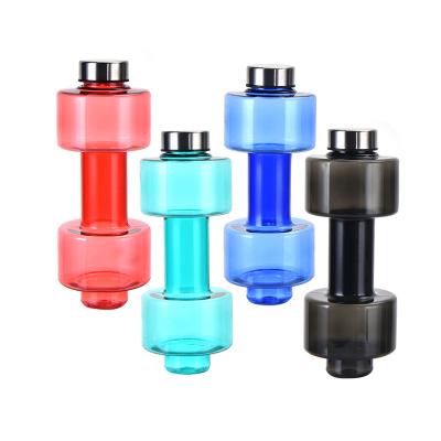 China 500ml/550ml Fitness Water Bottle Dumbbell Sustainable Plastic Water Bottle With Stainless Steel Lid for sale