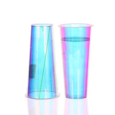 China Tall Disposable Mix Color PP Plastic Cup Rainbow Printing PP Stadium Mug Coffee Cups for sale