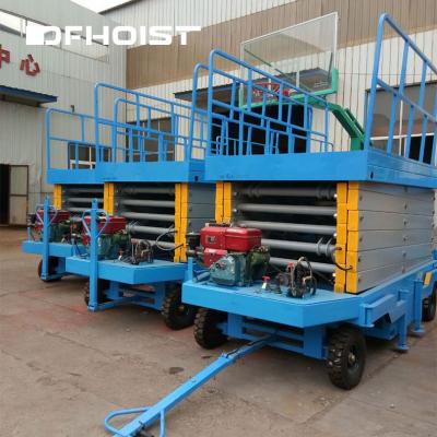 China Construction Material Stores DFLIFT 12m Electric Movable Hydraulic Portable Diesel Powered Scissor Lift for sale