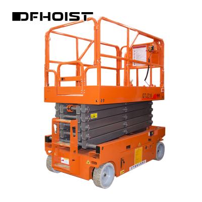 China Construction Work Scissor Lift Platform 12m Aerial Electric-Hydraulic Self Propelled Aerial Work Lift for sale