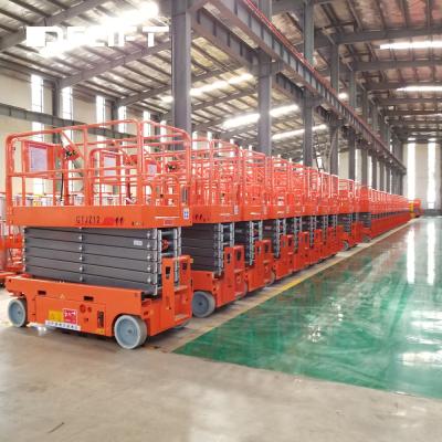 China Construction Works DFLIFT Aerial Self Propelled Mini Electric Scissor Lift / Hydraulic Scissor Lift for sale