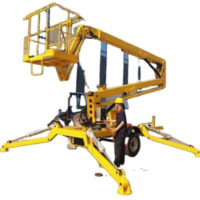 China Widely DFLIFT 200kg Trailer Mounted Articulating Towable Boom Lift Cherry Harvester Aerial Work Platform for sale