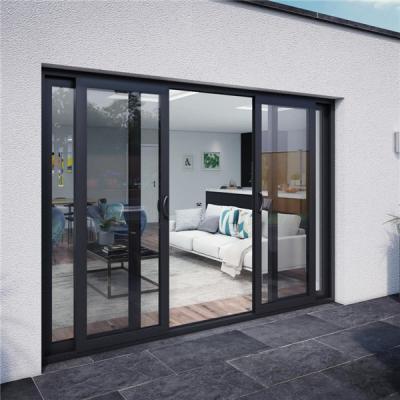 China Exterior Sound Insulation Aluminum Glass Doors Double Glazing Aluminum Sliding Door for sale