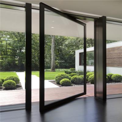 China Heat Insulation Front Entrance Modern Design Aluminum Pivot Glass Door for sale