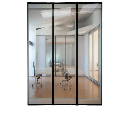 China Modern Modern Wood Frame Wall Divider Design Aluminum Glass Wall Office Partition for sale