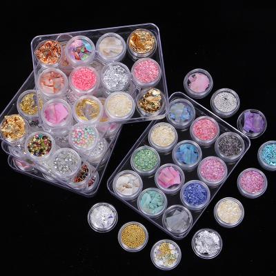 China 2021 Durable New Style 12pcs Set Natural Mixed Shell Metal Charms Plastic Pearls 3D Nail Accessories For 3D Nail Art Decoration for sale