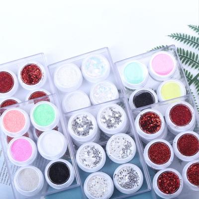 China High Quality 6pcs Different Size Shiny Glitter Mixed Laser Shiny Holographic Glitter Glitter Nail Decoration for sale