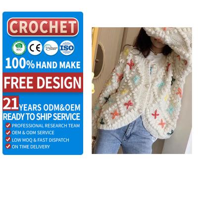 China Anti-Wrinkle Fashion Color Block Cloud Pattern Graphic Flower Crochet Sweater Women Sweater Custom Made Sweater for sale