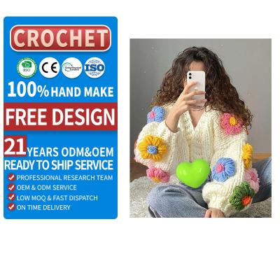 China Anti-wrinkle Fashion Color Block Cloud Pattern Graphic Flower Custom Crochet Knit Wear Sweater for sale