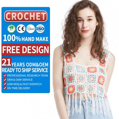 China Autumn Spring Summer Flower Graphic Sweater Hand Knitted Crochet Vest Cloud Pattern Customized Anti-pilling by Latest Factory for sale